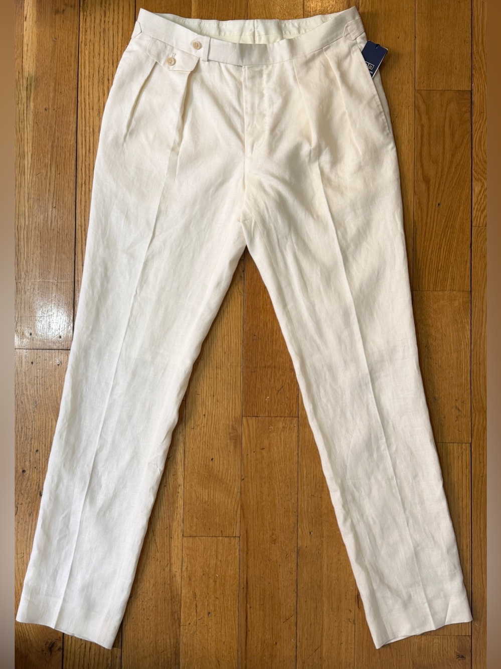 POLO RALPH LAUREN SIDE TAB GURKHA PANTS OFF WHITE CREAM LINEN RUBINACCI MANNY 32